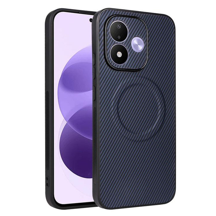 Funda para teléfono de cuero vegano con textura de fibra de carbono y recortes precisos, For Redmi 15a 5G / R70 5G / R70m 5G