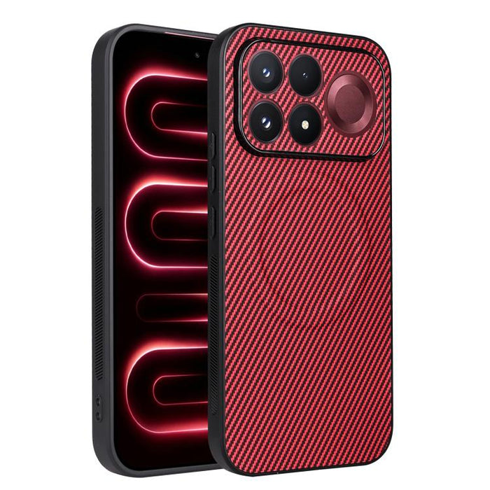 Funda para teléfono de cuero vegano con textura de fibra de carbono y recortes precisos, For Redmi 15a 5G / R70 5G / R70m 5G