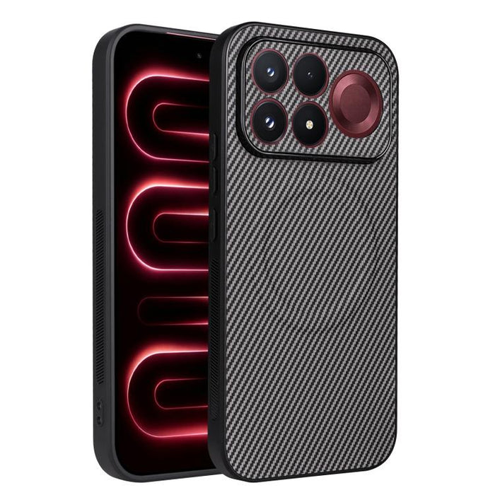Funda para teléfono de cuero vegano con textura de fibra de carbono y recortes precisos, For Redmi 15a 5G / R70 5G / R70m 5G