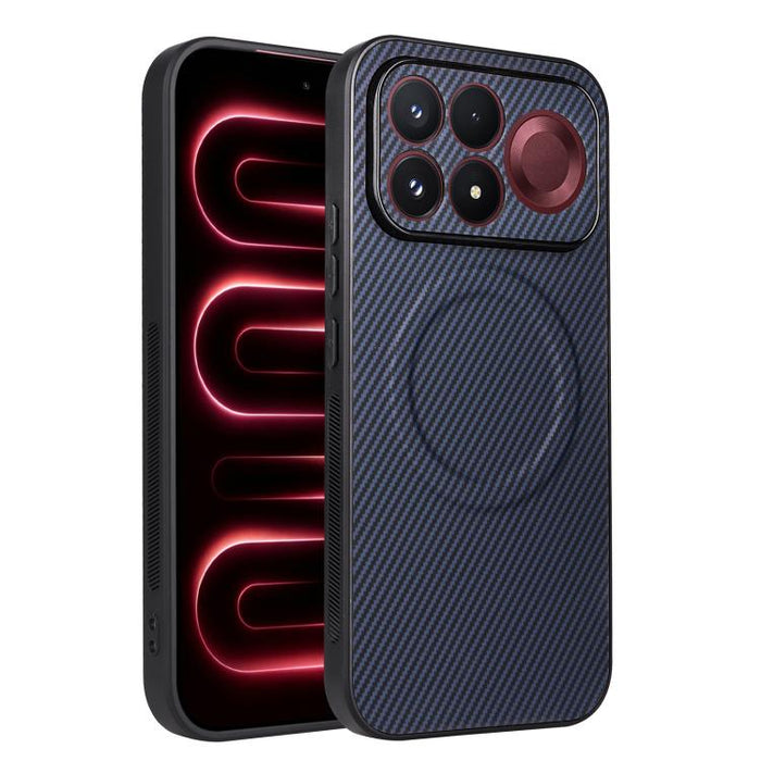 Funda para teléfono de cuero vegano con textura de fibra de carbono y recortes precisos, For Redmi 15a 5G / R70 5G / R70m 5G