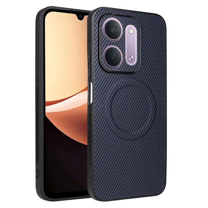 Funda para teléfono de cuero vegano con textura de fibra de carbono y recortes precisos, For Redmi 15a 5G / R70 5G / R70m 5G