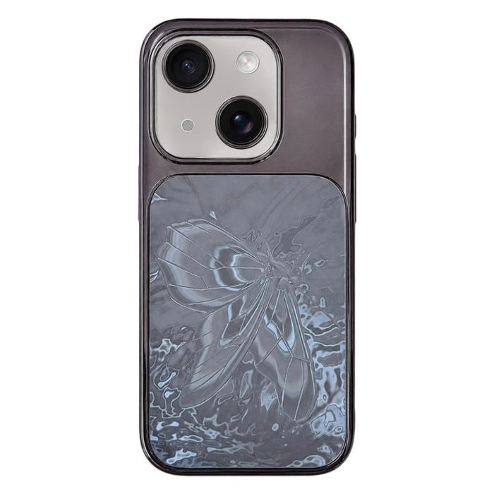 Funda para teléfono de policarbonato + cristal con diseño de mariposa y acabado galvanizado, For iPhone 17 Pro Max, For iPhone 17 Pro, For iPhone 17, For iPhone 16 Pro Max, For iPhone 16 Pro, For iPhone 16, For iPhone 15 Pro Max, For iPhone 15 Pro     ...