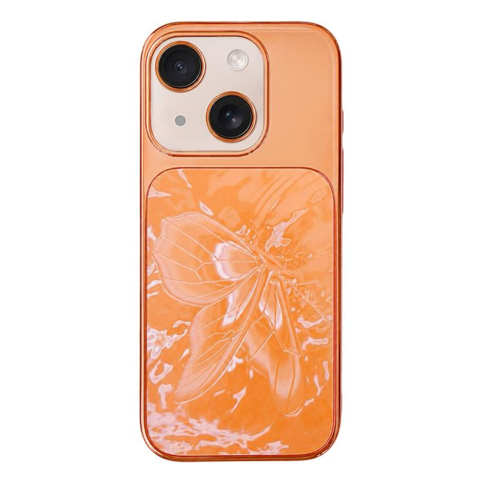 Funda para teléfono de policarbonato + cristal con diseño de mariposa y acabado galvanizado, For iPhone 17 Pro Max, For iPhone 17 Pro, For iPhone 17, For iPhone 16 Pro Max, For iPhone 16 Pro, For iPhone 16, For iPhone 15 Pro Max, For iPhone 15 Pro     ...