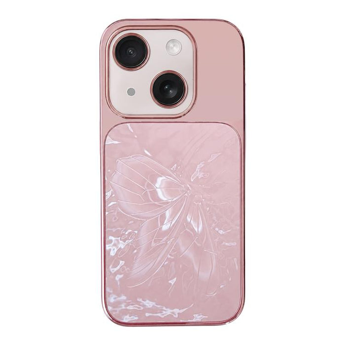 Funda para teléfono de policarbonato + cristal con diseño de mariposa y acabado galvanizado, For iPhone 17 Pro Max, For iPhone 17 Pro, For iPhone 17, For iPhone 16 Pro Max, For iPhone 16 Pro, For iPhone 16, For iPhone 15 Pro Max, For iPhone 15 Pro     ...