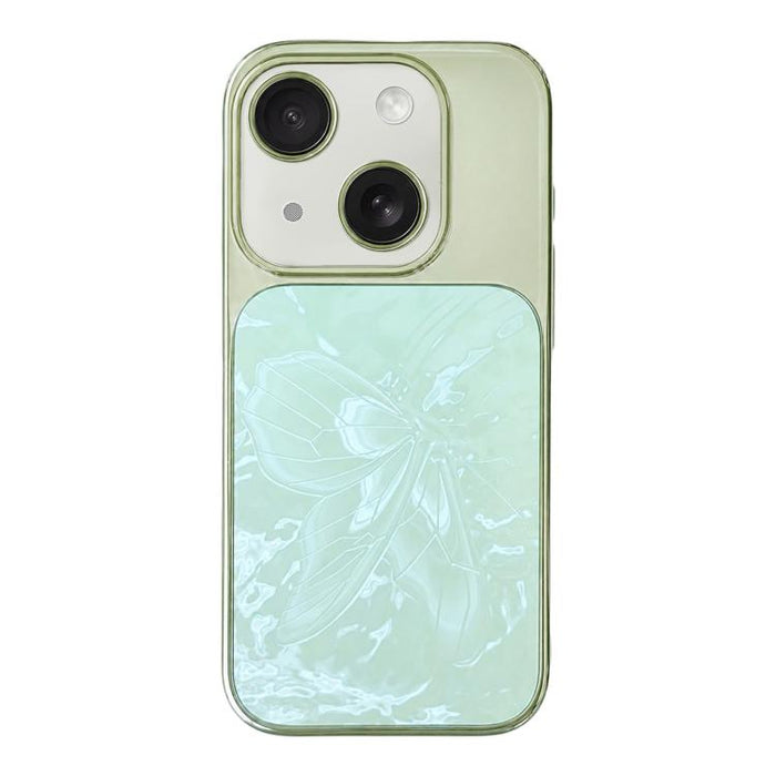 Funda para teléfono de policarbonato + cristal con diseño de mariposa y acabado galvanizado, For iPhone 17 Pro Max, For iPhone 17 Pro, For iPhone 17, For iPhone 16 Pro Max, For iPhone 16 Pro, For iPhone 16, For iPhone 15 Pro Max, For iPhone 15 Pro     ...