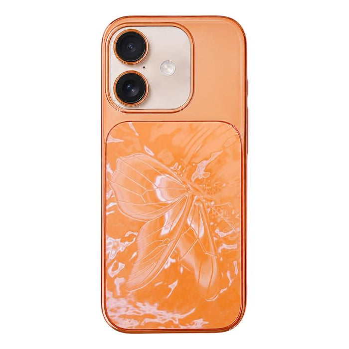 Funda para teléfono de policarbonato + cristal con diseño de mariposa y acabado galvanizado, For iPhone 17 Pro Max, For iPhone 17 Pro, For iPhone 17, For iPhone 16 Pro Max, For iPhone 16 Pro, For iPhone 16, For iPhone 15 Pro Max, For iPhone 15 Pro     ...