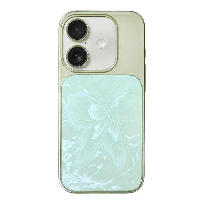 Funda para teléfono de policarbonato + cristal con diseño de mariposa y acabado galvanizado, For iPhone 17 Pro Max, For iPhone 17 Pro, For iPhone 17, For iPhone 16 Pro Max, For iPhone 16 Pro, For iPhone 16, For iPhone 15 Pro Max, For iPhone 15 Pro     ...