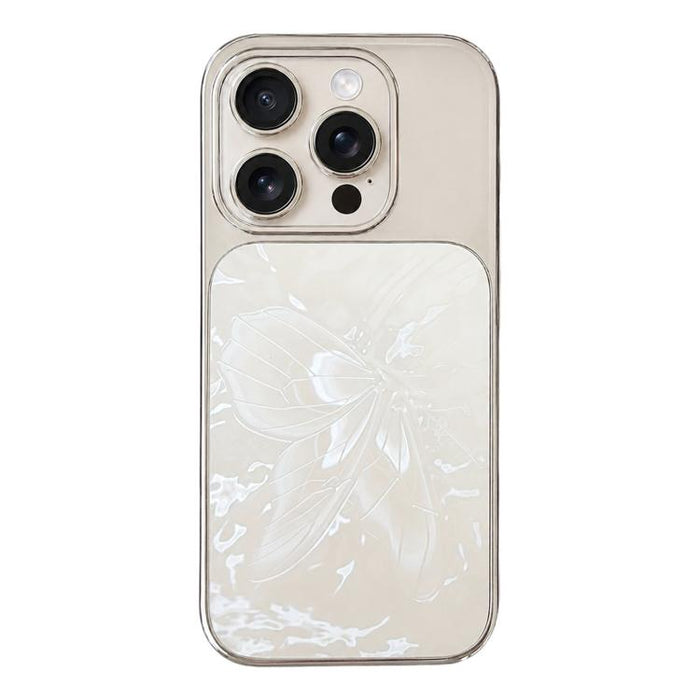 Funda para teléfono de policarbonato + cristal con diseño de mariposa y acabado galvanizado, For iPhone 17 Pro Max, For iPhone 17 Pro, For iPhone 17, For iPhone 16 Pro Max, For iPhone 16 Pro, For iPhone 16, For iPhone 15 Pro Max, For iPhone 15 Pro     ...