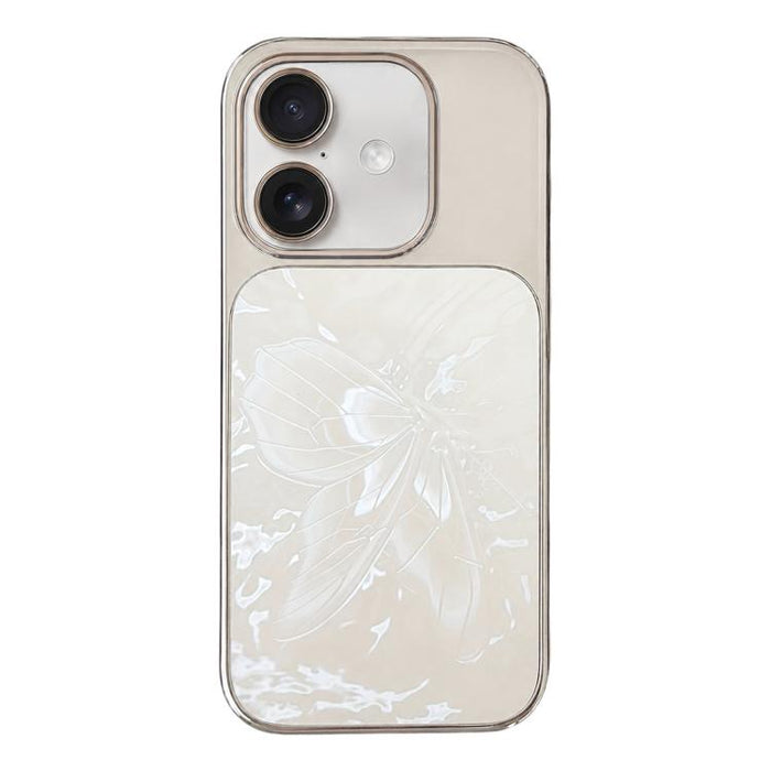 Funda para teléfono de policarbonato + cristal con diseño de mariposa y acabado galvanizado, For iPhone 17 Pro Max, For iPhone 17 Pro, For iPhone 17, For iPhone 16 Pro Max, For iPhone 16 Pro, For iPhone 16, For iPhone 15 Pro Max, For iPhone 15 Pro     ...