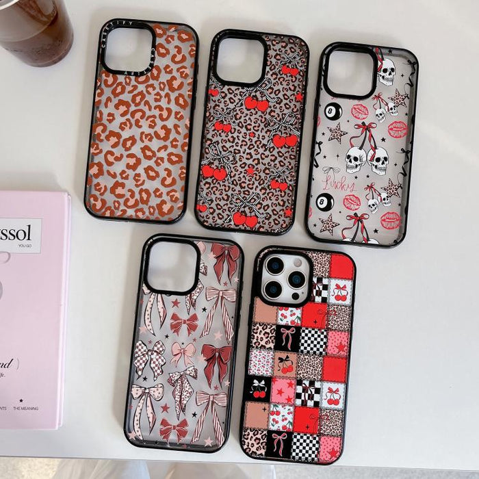 Funda de teléfono de acrílico TPU transparente con estampado de leopardo y lazo, For iPhone 12, For iPhone 12 Pro Max, For iPhone 12 Pro, For iPhone 11