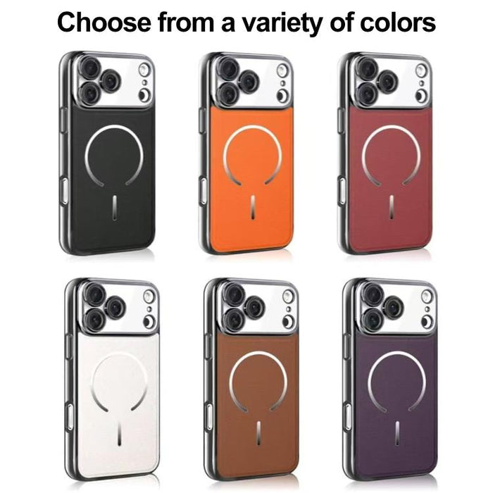 Funda para teléfono con anillo magnético galvanizado y carcasa de policarbonato y cuero vegano., For iPhone 17 Pro Max, For iPhone 17, For iPhone Air, For iPhone 16 Pro Max, For iPhone 15 Pro Max, For iPhone 15 Pro, For iPhone 15 Plus, For iPhone 15   ...