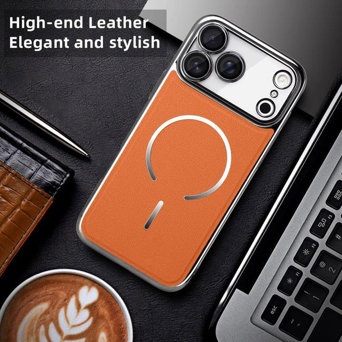 Funda para teléfono con anillo magnético galvanizado y carcasa de policarbonato y cuero vegano., For iPhone 17 Pro Max, For iPhone 17, For iPhone Air, For iPhone 16 Pro Max, For iPhone 15 Pro Max, For iPhone 15 Pro, For iPhone 15 Plus, For iPhone 15   ...