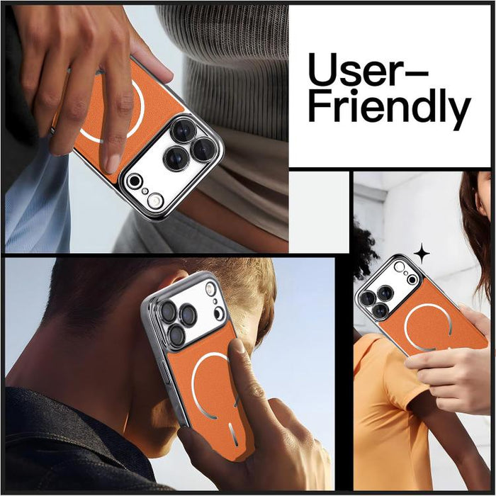 Funda para teléfono con anillo magnético galvanizado y carcasa de policarbonato y cuero vegano., For iPhone 17 Pro Max, For iPhone 17, For iPhone Air, For iPhone 16 Pro Max, For iPhone 15 Pro Max, For iPhone 15 Pro, For iPhone 15 Plus, For iPhone 15   ...