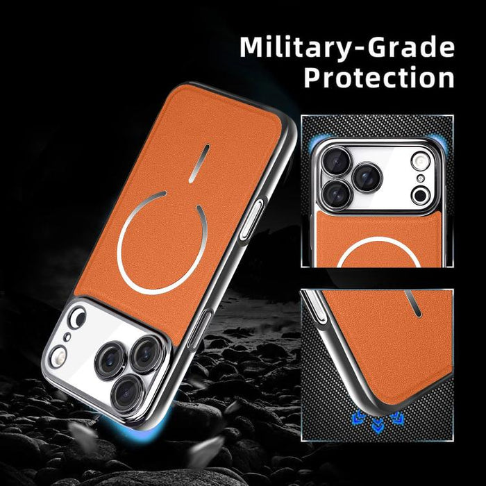 Funda para teléfono con anillo magnético galvanizado y carcasa de policarbonato y cuero vegano., For iPhone 17 Pro Max, For iPhone 17, For iPhone Air, For iPhone 16 Pro Max, For iPhone 15 Pro Max, For iPhone 15 Pro, For iPhone 15 Plus, For iPhone 15   ...