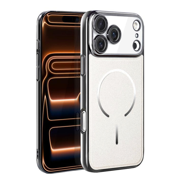 Funda para teléfono con anillo magnético galvanizado y carcasa de policarbonato y cuero vegano., For iPhone 17 Pro Max, For iPhone 17, For iPhone Air, For iPhone 16 Pro Max, For iPhone 15 Pro Max, For iPhone 15 Pro, For iPhone 15 Plus, For iPhone 15   ...