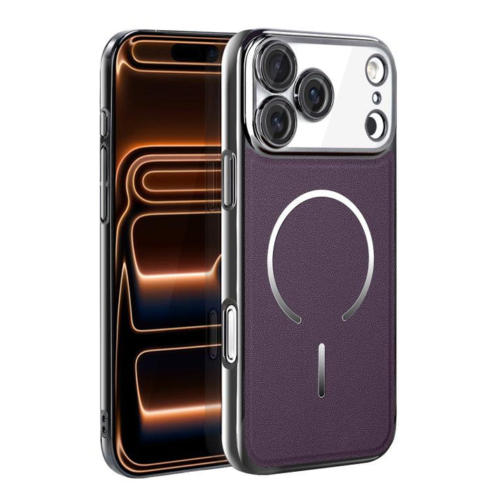 Funda para teléfono con anillo magnético galvanizado y carcasa de policarbonato y cuero vegano., For iPhone 17 Pro Max, For iPhone 17, For iPhone Air, For iPhone 16 Pro Max, For iPhone 15 Pro Max, For iPhone 15 Pro, For iPhone 15 Plus, For iPhone 15   ...