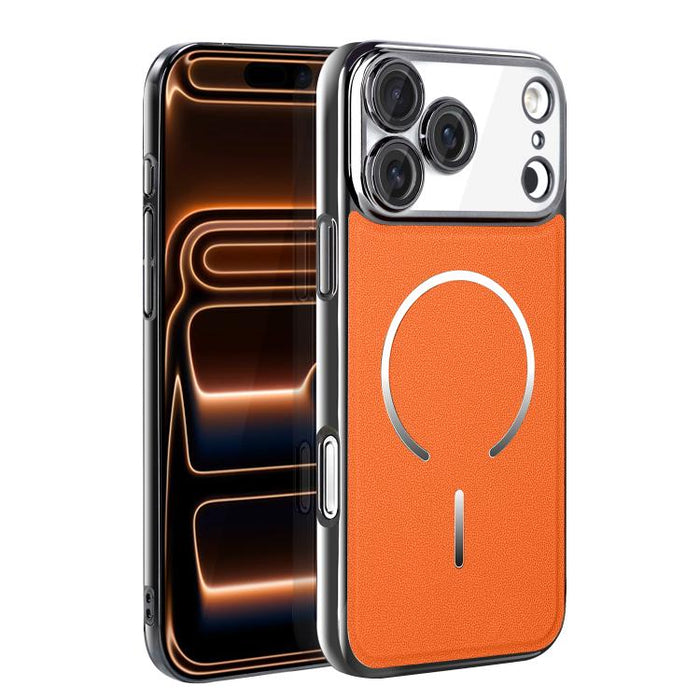 Funda para teléfono con anillo magnético galvanizado y carcasa de policarbonato y cuero vegano., For iPhone 17 Pro Max, For iPhone 17, For iPhone Air, For iPhone 16 Pro Max, For iPhone 15 Pro Max, For iPhone 15 Pro, For iPhone 15 Plus, For iPhone 15   ...