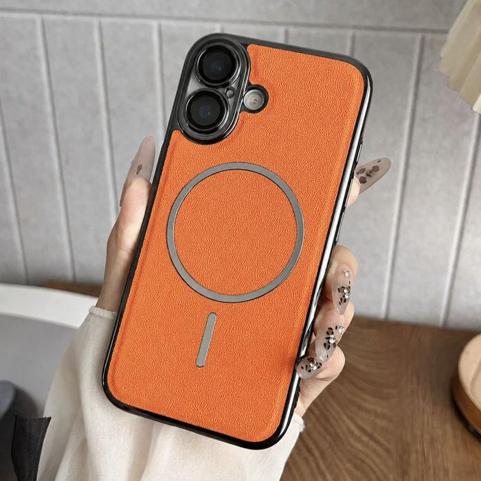 Funda para teléfono con anillo magnético galvanizado y carcasa de policarbonato y cuero vegano., For iPhone 17 Pro Max, For iPhone 17, For iPhone Air, For iPhone 16 Pro Max, For iPhone 15 Pro Max, For iPhone 15 Pro, For iPhone 15 Plus, For iPhone 15   ...