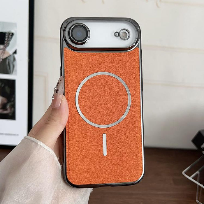 Funda para teléfono con anillo magnético galvanizado y carcasa de policarbonato y cuero vegano., For iPhone 17 Pro Max, For iPhone 17, For iPhone Air, For iPhone 16 Pro Max, For iPhone 15 Pro Max, For iPhone 15 Pro, For iPhone 15 Plus, For iPhone 15   ...