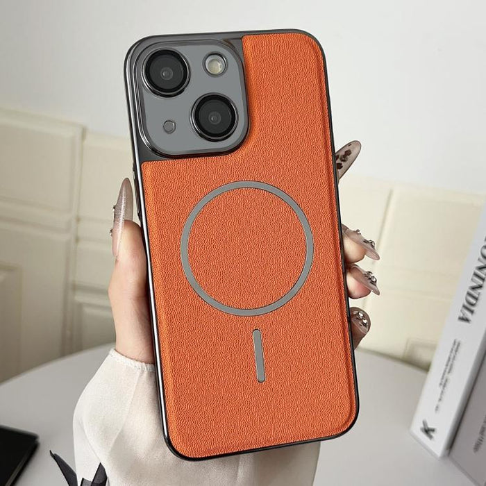Funda para teléfono con anillo magnético galvanizado y carcasa de policarbonato y cuero vegano., For iPhone 17 Pro Max, For iPhone 17, For iPhone Air, For iPhone 16 Pro Max, For iPhone 15 Pro Max, For iPhone 15 Pro, For iPhone 15 Plus, For iPhone 15   ...