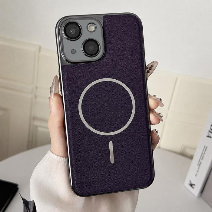 Funda para teléfono con anillo magnético galvanizado y carcasa de policarbonato y cuero vegano., For iPhone 17 Pro Max, For iPhone 17, For iPhone Air, For iPhone 16 Pro Max, For iPhone 15 Pro Max, For iPhone 15 Pro, For iPhone 15 Plus, For iPhone 15   ...