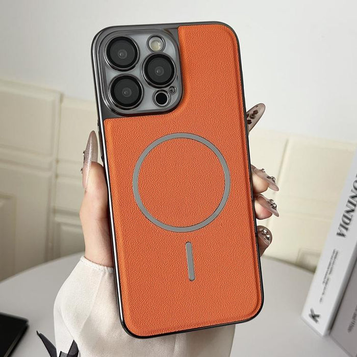 Funda para teléfono con anillo magnético galvanizado y carcasa de policarbonato y cuero vegano., For iPhone 17 Pro Max, For iPhone 17, For iPhone Air, For iPhone 16 Pro Max, For iPhone 15 Pro Max, For iPhone 15 Pro, For iPhone 15 Plus, For iPhone 15   ...
