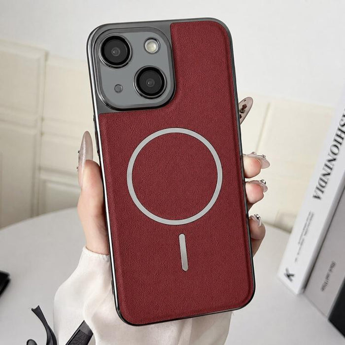 Funda para teléfono con anillo magnético galvanizado y carcasa de policarbonato y cuero vegano., For iPhone 17 Pro Max, For iPhone 17, For iPhone Air, For iPhone 16 Pro Max, For iPhone 15 Pro Max, For iPhone 15 Pro, For iPhone 15 Plus, For iPhone 15   ...