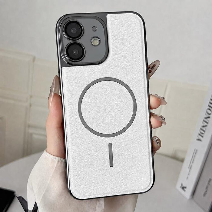 Funda para teléfono con anillo magnético galvanizado y carcasa de policarbonato y cuero vegano., For iPhone 17 Pro Max, For iPhone 17, For iPhone Air, For iPhone 16 Pro Max, For iPhone 15 Pro Max, For iPhone 15 Pro, For iPhone 15 Plus, For iPhone 15   ...