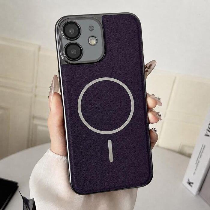 Funda para teléfono con anillo magnético galvanizado y carcasa de policarbonato y cuero vegano., For iPhone 17 Pro Max, For iPhone 17, For iPhone Air, For iPhone 16 Pro Max, For iPhone 15 Pro Max, For iPhone 15 Pro, For iPhone 15 Plus, For iPhone 15   ...