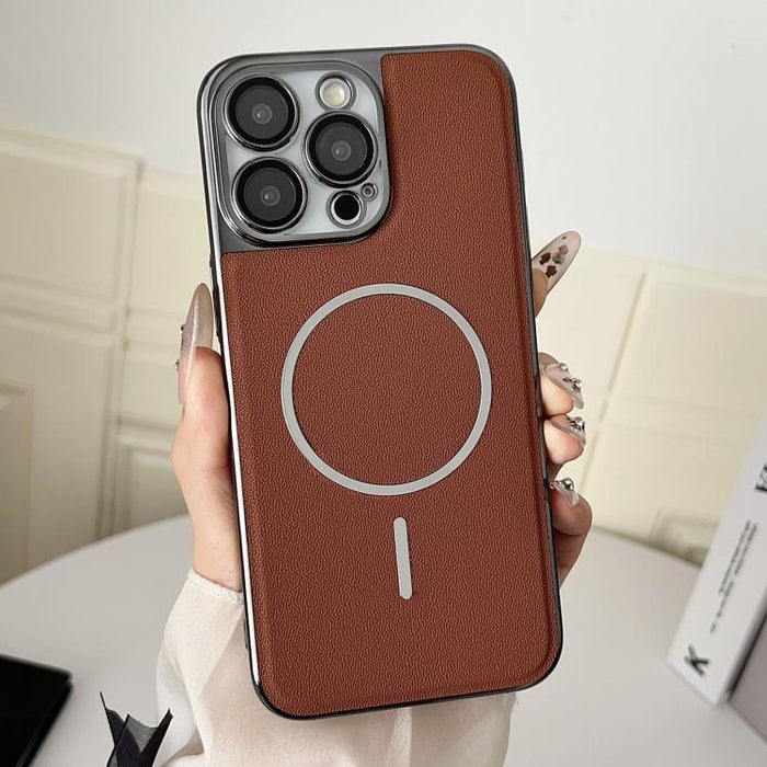 Funda para teléfono con anillo magnético galvanizado y carcasa de policarbonato y cuero vegano., For iPhone 12 Pro Max, For iPhone 12 Pro, For iPhone 11 Pro Max, For iPhone 11, For iPhone 11 Pro