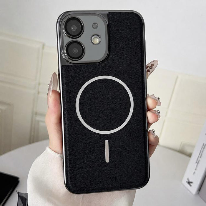 Funda para teléfono con anillo magnético galvanizado y carcasa de policarbonato y cuero vegano., For iPhone 12 Pro Max, For iPhone 12 Pro, For iPhone 11 Pro Max, For iPhone 11, For iPhone 11 Pro