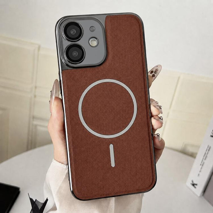 Funda para teléfono con anillo magnético galvanizado y carcasa de policarbonato y cuero vegano., For iPhone 12 Pro Max, For iPhone 12 Pro, For iPhone 11 Pro Max, For iPhone 11, For iPhone 11 Pro