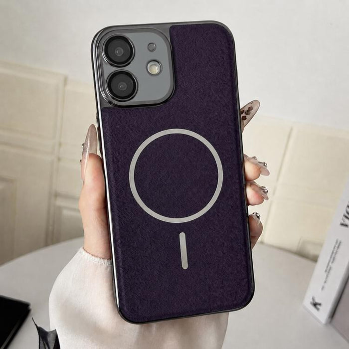 Funda para teléfono con anillo magnético galvanizado y carcasa de policarbonato y cuero vegano., For iPhone 12 Pro Max, For iPhone 12 Pro, For iPhone 11 Pro Max, For iPhone 11, For iPhone 11 Pro