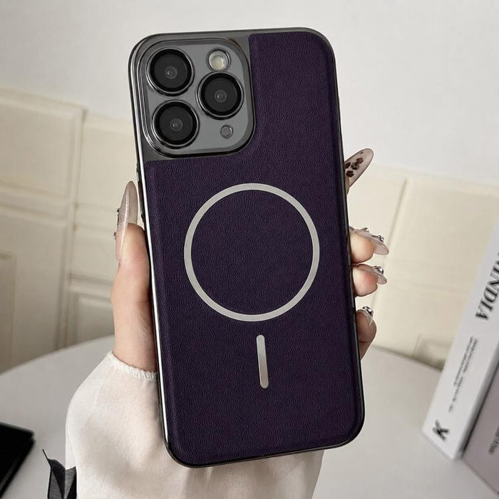 Funda para teléfono con anillo magnético galvanizado y carcasa de policarbonato y cuero vegano., For iPhone 12 Pro Max, For iPhone 12 Pro, For iPhone 11 Pro Max, For iPhone 11, For iPhone 11 Pro