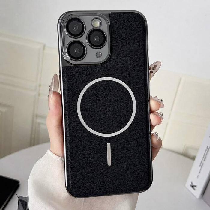 Funda para teléfono con anillo magnético galvanizado y carcasa de policarbonato y cuero vegano., For iPhone 12 Pro Max, For iPhone 12 Pro, For iPhone 11 Pro Max, For iPhone 11, For iPhone 11 Pro