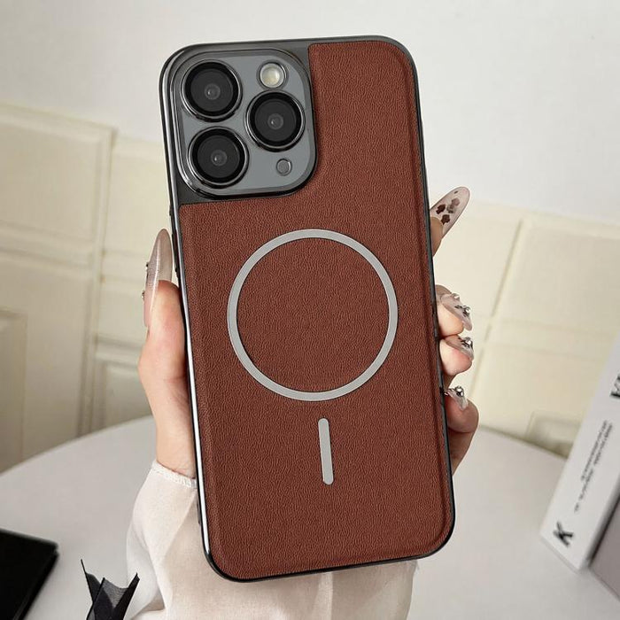 Funda para teléfono con anillo magnético galvanizado y carcasa de policarbonato y cuero vegano., For iPhone 12 Pro Max, For iPhone 12 Pro, For iPhone 11 Pro Max, For iPhone 11, For iPhone 11 Pro