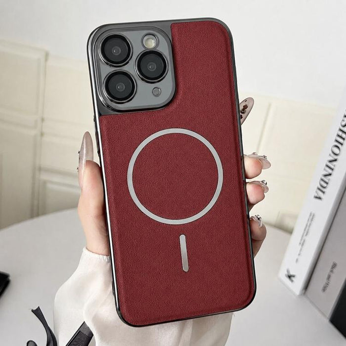 Funda para teléfono con anillo magnético galvanizado y carcasa de policarbonato y cuero vegano., For iPhone 12 Pro Max, For iPhone 12 Pro, For iPhone 11 Pro Max, For iPhone 11, For iPhone 11 Pro