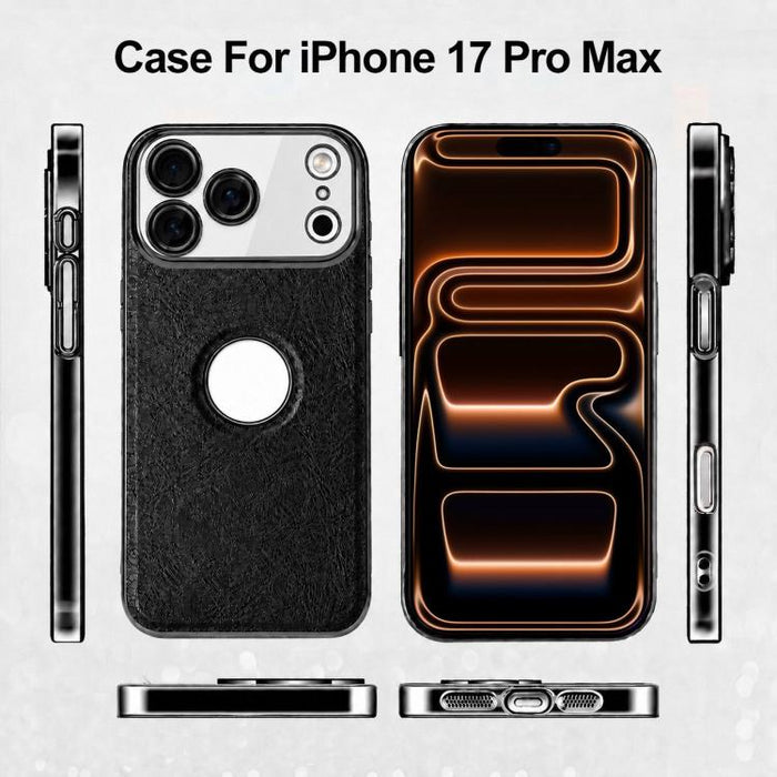 Funda para teléfono con marco de policarbonato con textura de piel de vaca y revestimiento electrochapado, y funda de piel vegana., For iPhone 17 Pro Max, For iPhone 17 Pro, For iPhone 17, For iPhone Air, For iPhone 16 Pro Max, For iPhone 16 Pro       ...