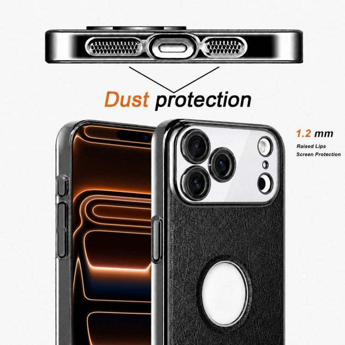 Funda para teléfono con marco de policarbonato con textura de piel de vaca y revestimiento electrochapado, y funda de piel vegana., For iPhone 17 Pro Max, For iPhone 17 Pro, For iPhone 17, For iPhone Air, For iPhone 16 Pro Max, For iPhone 16 Pro       ...