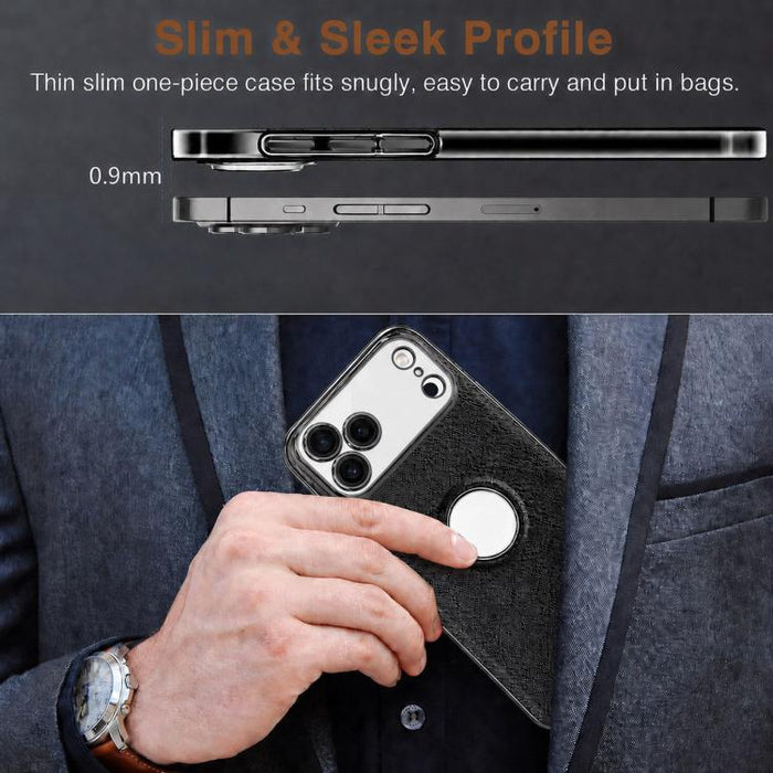 Funda para teléfono con marco de policarbonato con textura de piel de vaca y revestimiento electrochapado, y funda de piel vegana., For iPhone 17 Pro Max, For iPhone 17 Pro, For iPhone 17, For iPhone Air, For iPhone 16 Pro Max, For iPhone 16 Pro       ...