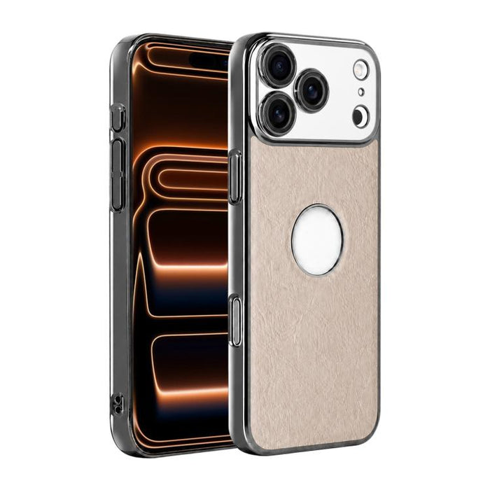 Funda para teléfono con marco de policarbonato con textura de piel de vaca y revestimiento electrochapado, y funda de piel vegana., For iPhone 17 Pro Max, For iPhone 17 Pro, For iPhone 17, For iPhone Air, For iPhone 16 Pro Max, For iPhone 16 Pro       ...