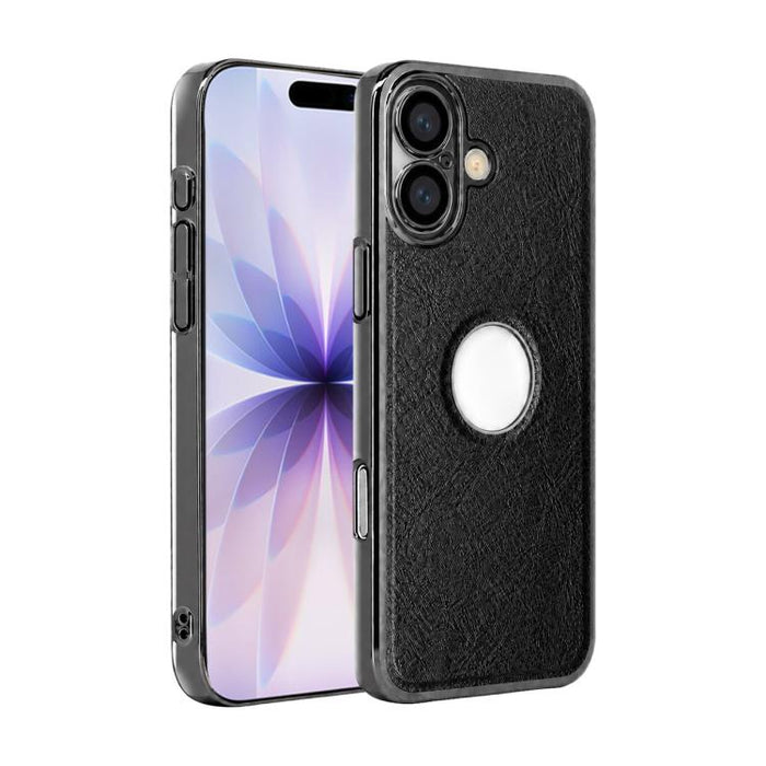 Funda para teléfono con marco de policarbonato con textura de piel de vaca y revestimiento electrochapado, y funda de piel vegana., For iPhone 17 Pro Max, For iPhone 17 Pro, For iPhone 17, For iPhone Air, For iPhone 16 Pro Max, For iPhone 16 Pro       ...