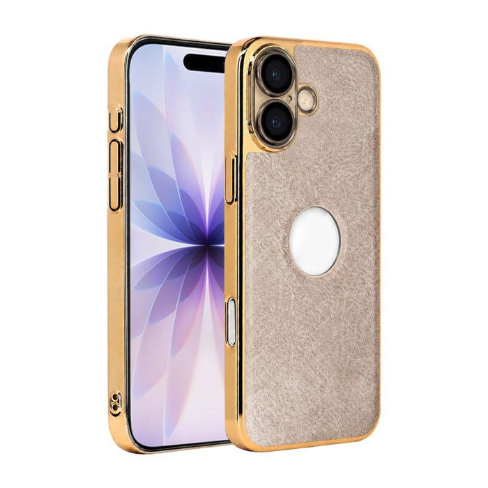 Funda para teléfono con marco de policarbonato con textura de piel de vaca y revestimiento electrochapado, y funda de piel vegana., For iPhone 17 Pro Max, For iPhone 17 Pro, For iPhone 17, For iPhone Air, For iPhone 16 Pro Max, For iPhone 16 Pro       ...