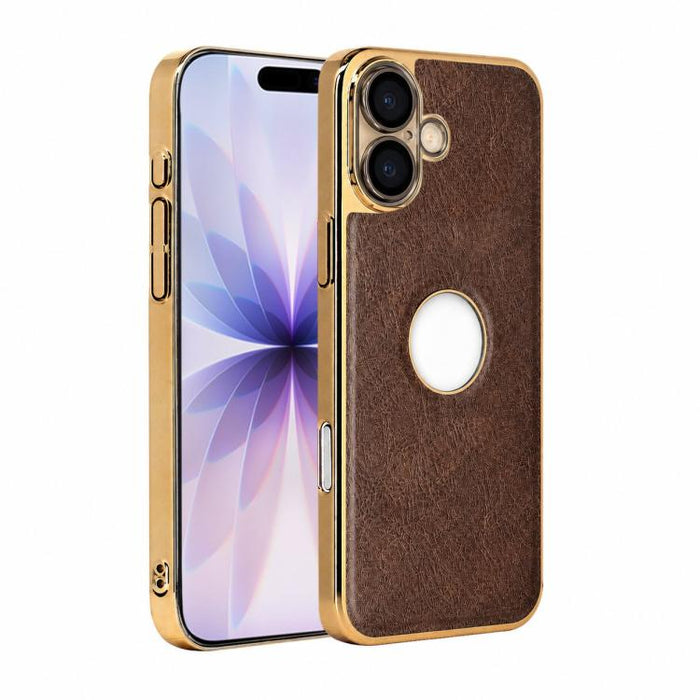 Funda para teléfono con marco de policarbonato con textura de piel de vaca y revestimiento electrochapado, y funda de piel vegana., For iPhone 17 Pro Max, For iPhone 17 Pro, For iPhone 17, For iPhone Air, For iPhone 16 Pro Max, For iPhone 16 Pro       ...