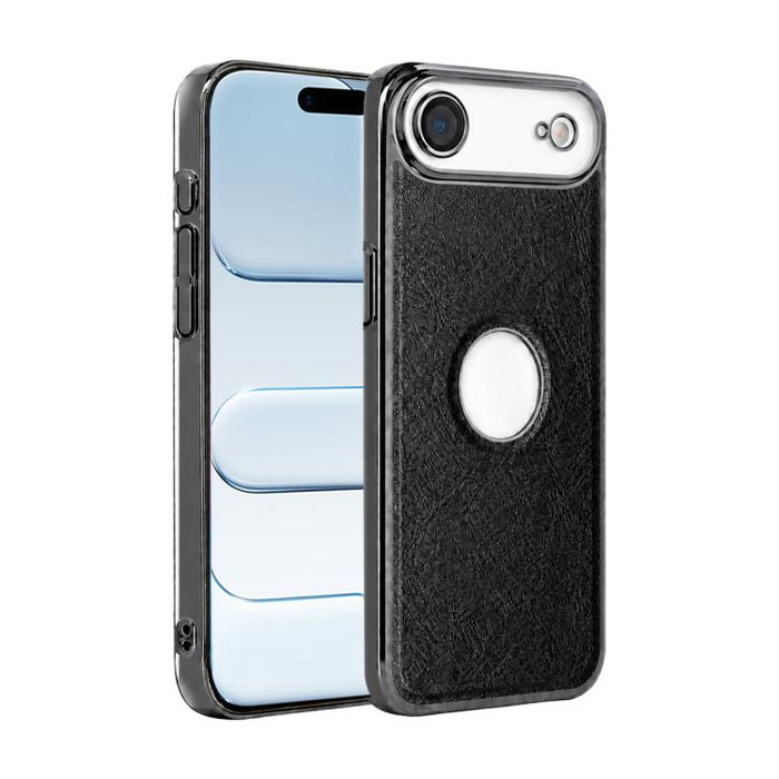 Funda para teléfono con marco de policarbonato con textura de piel de vaca y revestimiento electrochapado, y funda de piel vegana., For iPhone 17 Pro Max, For iPhone 17 Pro, For iPhone 17, For iPhone Air, For iPhone 16 Pro Max, For iPhone 16 Pro       ...