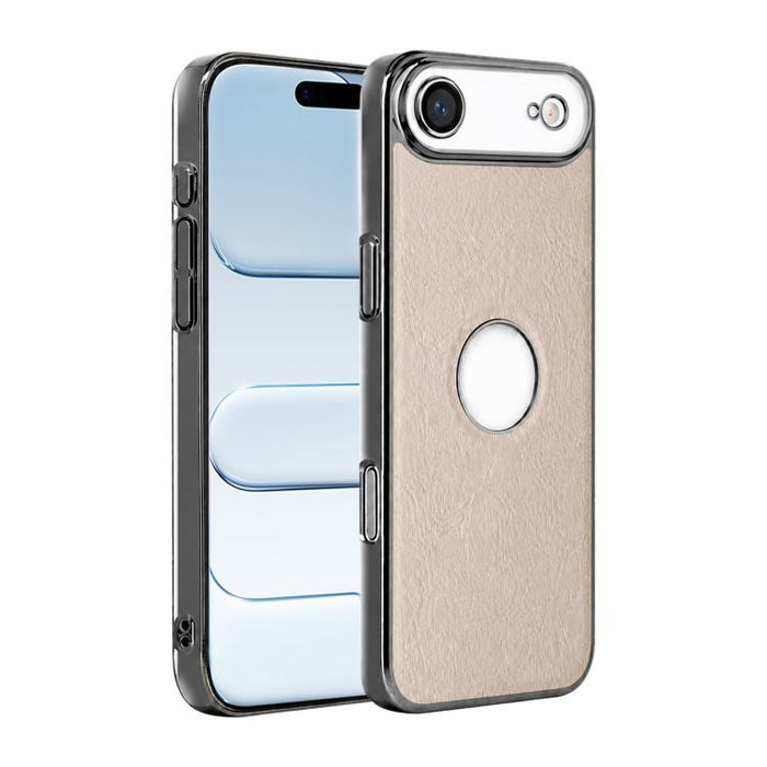 Funda para teléfono con marco de policarbonato con textura de piel de vaca y revestimiento electrochapado, y funda de piel vegana., For iPhone 17 Pro Max, For iPhone 17 Pro, For iPhone 17, For iPhone Air, For iPhone 16 Pro Max, For iPhone 16 Pro       ...