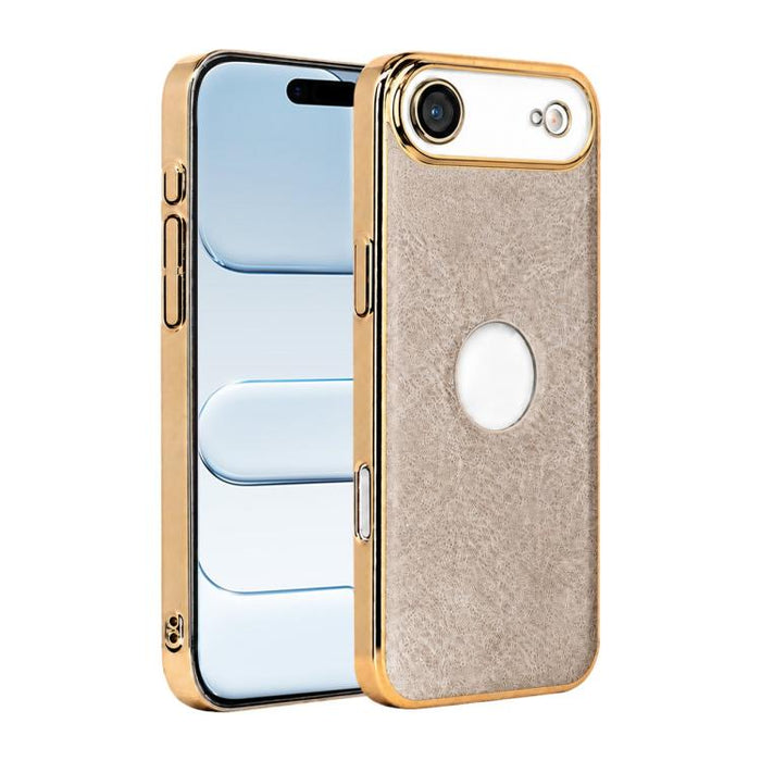 Funda para teléfono con marco de policarbonato con textura de piel de vaca y revestimiento electrochapado, y funda de piel vegana., For iPhone 17 Pro Max, For iPhone 17 Pro, For iPhone 17, For iPhone Air, For iPhone 16 Pro Max, For iPhone 16 Pro       ...