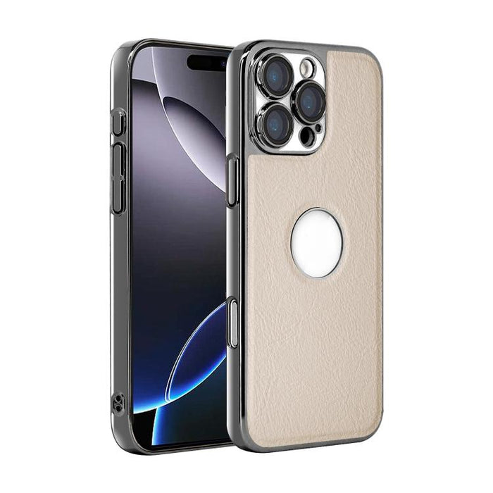 Funda para teléfono con marco de policarbonato con textura de piel de vaca y revestimiento electrochapado, y funda de piel vegana., For iPhone 17 Pro Max, For iPhone 17 Pro, For iPhone 17, For iPhone Air, For iPhone 16 Pro Max, For iPhone 16 Pro       ...