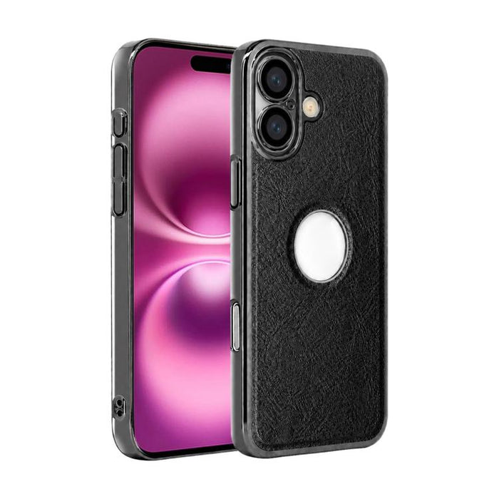 Funda para teléfono con marco de policarbonato con textura de piel de vaca y revestimiento electrochapado, y funda de piel vegana., For iPhone 17 Pro Max, For iPhone 17 Pro, For iPhone 17, For iPhone Air, For iPhone 16 Pro Max, For iPhone 16 Pro       ...