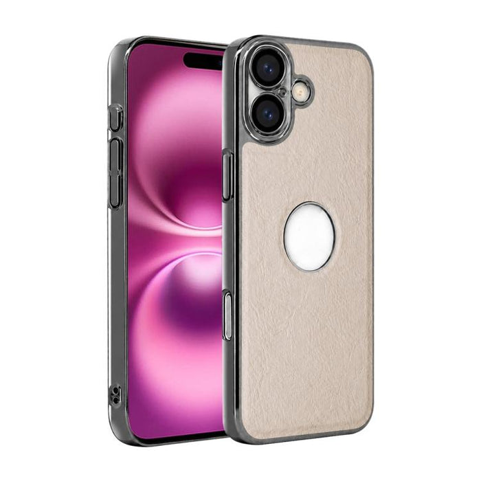 Funda para teléfono con marco de policarbonato con textura de piel de vaca y revestimiento electrochapado, y funda de piel vegana., For iPhone 17 Pro Max, For iPhone 17 Pro, For iPhone 17, For iPhone Air, For iPhone 16 Pro Max, For iPhone 16 Pro       ...